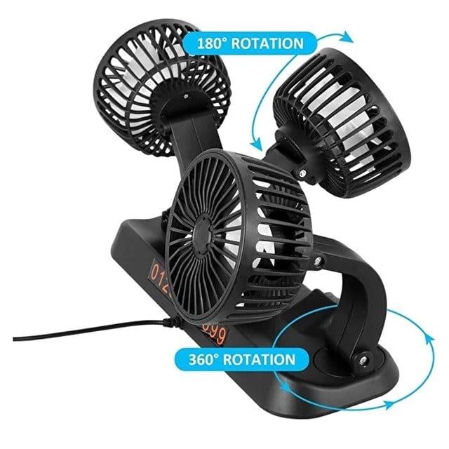 Powermaster FAN40 Araç İçi Vantilatör Fanı 12 Volt Çakmaklık Girişli 3 Başlıklı 360 Derece