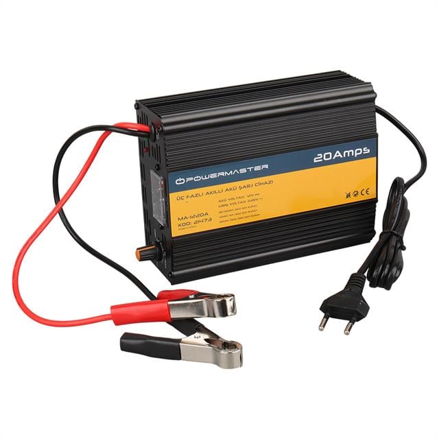 Powermaster MA-1220A 12 Volt 20 Amper Üç Fazlı Akıllı Akü Şarj Cihazı