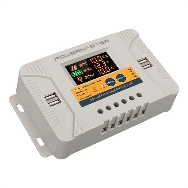 Powermaster PM-10A 12V-24V 10 Amper 4 USB Çıkışlı Dijital Ekranlı Solar Şarj Regülatörü