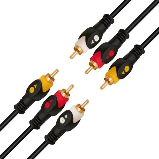 Powermaster PM-2017 Gold Uç 1.5 Metre Siyah 3 Rca + 3 Rca Kablo