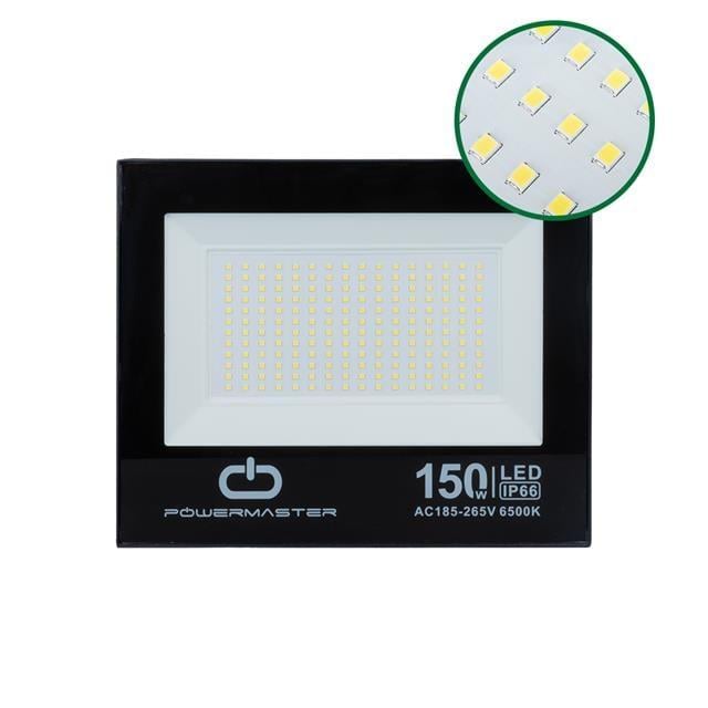 Powermaster PM-22586 150 Watt - 220 Volt 6500K IP66 150* Işık Açısı Siyah Slim Kasa Beyaz Led Projektör