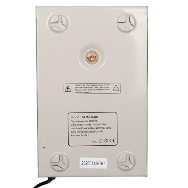 Powermaster SLIM-1500 Otomatik 1500VA Kombi Voltaj Regülatörü (İngiliz Fişli ve Evrensel Çoklu Soketli)