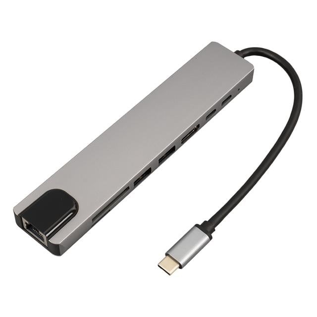 Powermaster Type-C 8in1 HDMI Çok Fonksiyonlu USB 3.0 Dock Station (Macbook - PC - Playstation - Xbox)