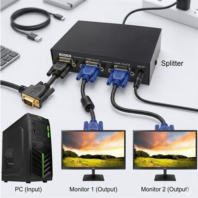 Powermaster VGA-2002 2 Port 200 Mhz 1920x1440 Vga Splıtter Dağıtıcı