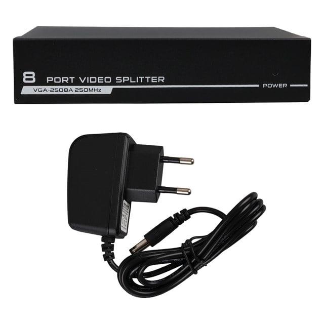 Powermaster VGA-2508A 250 MHz 8 Port 1920x1440 Destekli VGA Video Splitter Dağıtıcı 9 V Adaptörlü