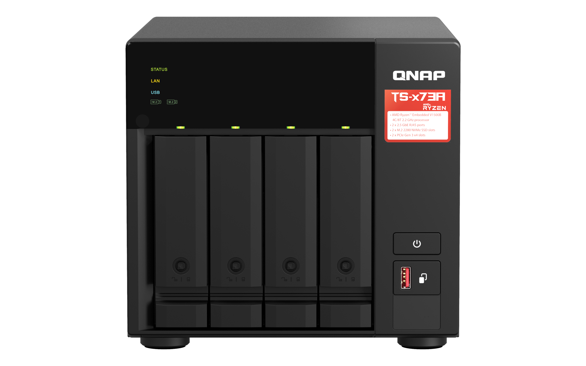 QNAP 4diskli Ryzen V1500B-8GB RAM-2-2.5GbE Nas Server TS-473A