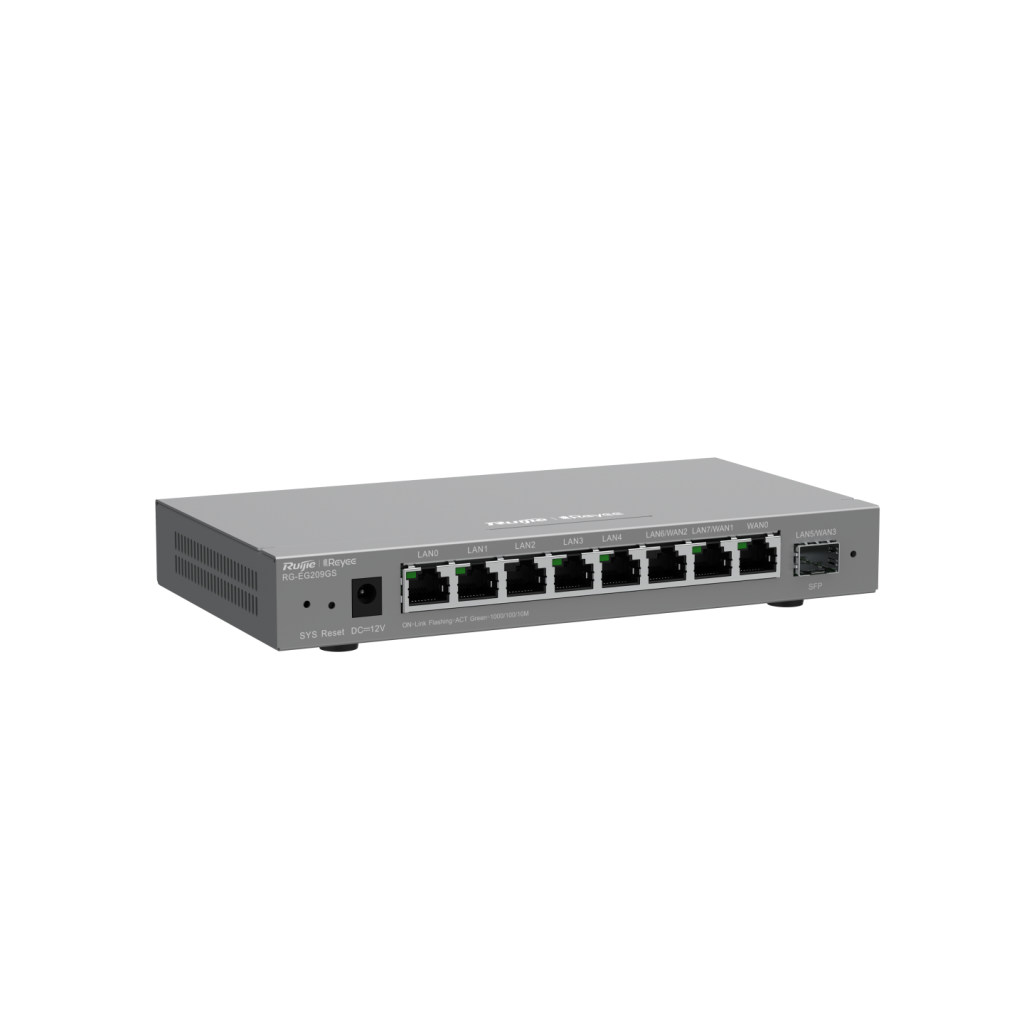 RUIJIE Reyee RG-EG209GS 9 Port, 1 Port SFP, Web Yönetilebilir, 200 Kullanıcı, Bulut Yönetimli Yönlendirici