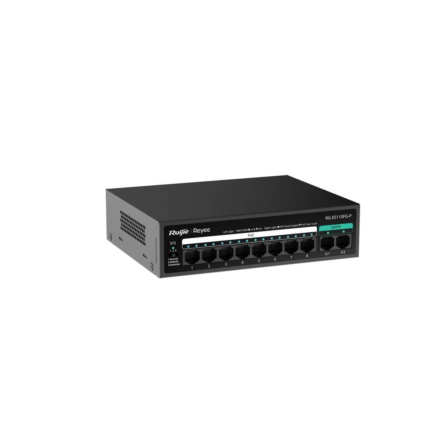 RUİJİE-REYEE RG-ES110FG-P 8XFE+2XGE F.GİGABİT 110W POE SWİTCH