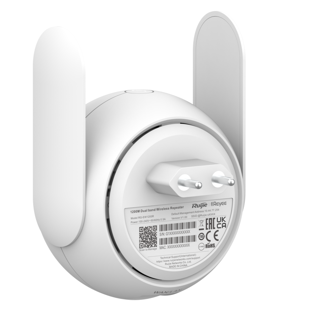 RUIJIE Reyee RG-EW1200R Priz Tipi Wi-Fi Extender,  867Mbps, 1 Port Megabit