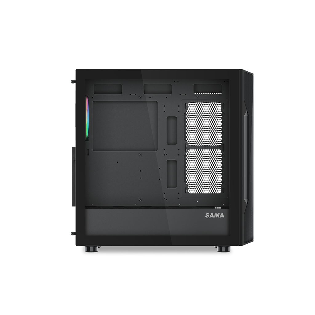 SAMA S40BK Black, H700BK 700W, 80 PLUS, Tempered Glass Panel, Mesh Ön Panel, Type-C, 4x120mm ARGB Fan, ATX, GAMING KASA