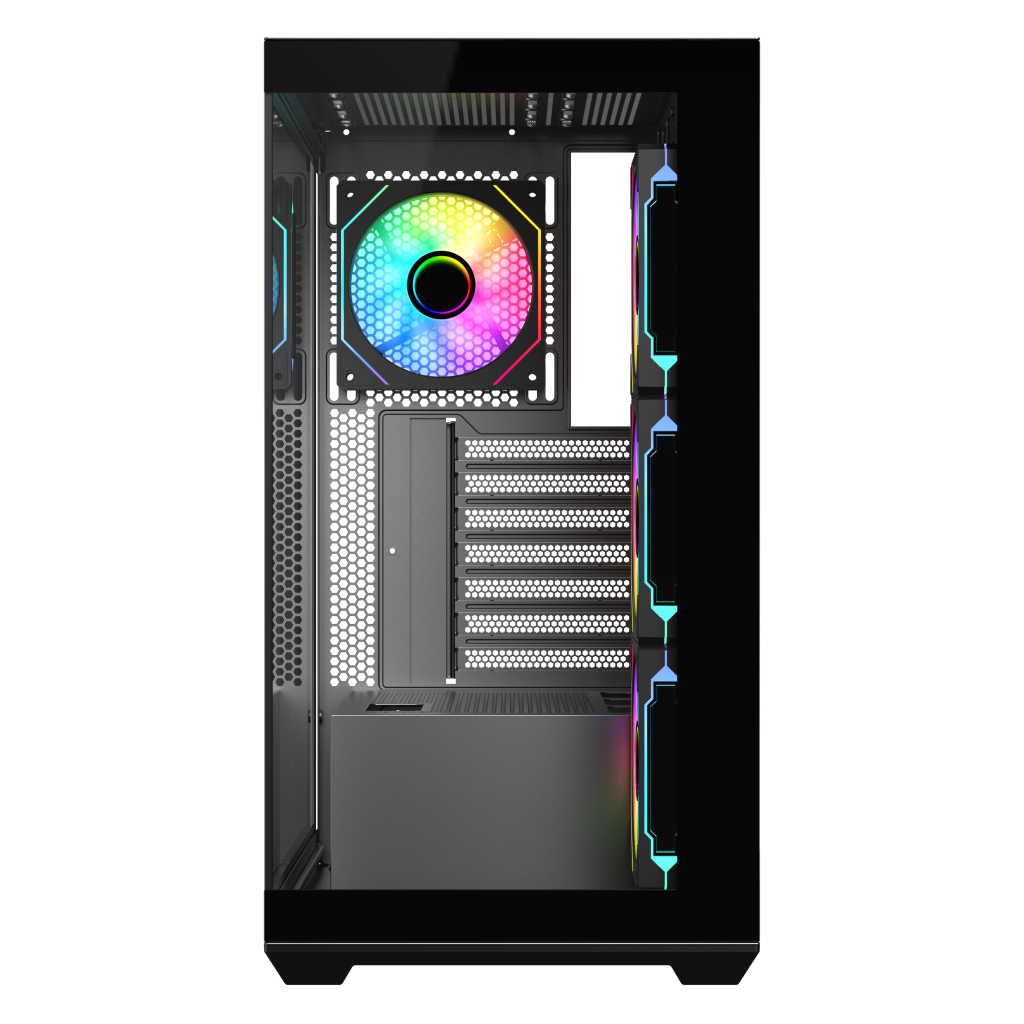 SAMA SV01BK Black, B750BK 750W, 80+ Bronze, PCIE 5.1, ATX3.1, Tempered Glass Panel, Panoramic Tasarım, Type-C, 4x120mm ARGB Fan, ATX, GAMING KASA