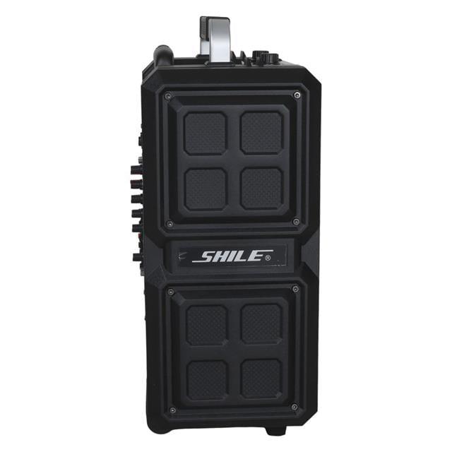 Shile SL-2017 50 Watt Taşınabilir Seyyar Aktif Amfi Hoparlör Kablosuz EL + Yaka Mikrofonlu USB+SD+BT Kumandalı