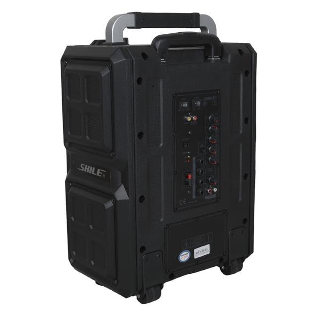 Shile SL-2017 50 Watt Taşınabilir Seyyar Aktif Amfi Hoparlör Kablosuz EL + Yaka Mikrofonlu USB+SD+BT Kumandalı