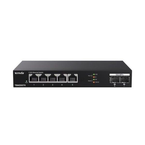 TENDA 5port 2.5-Gigabit 2-SFP 10GbE Yönetilemez Switch TEM2007X