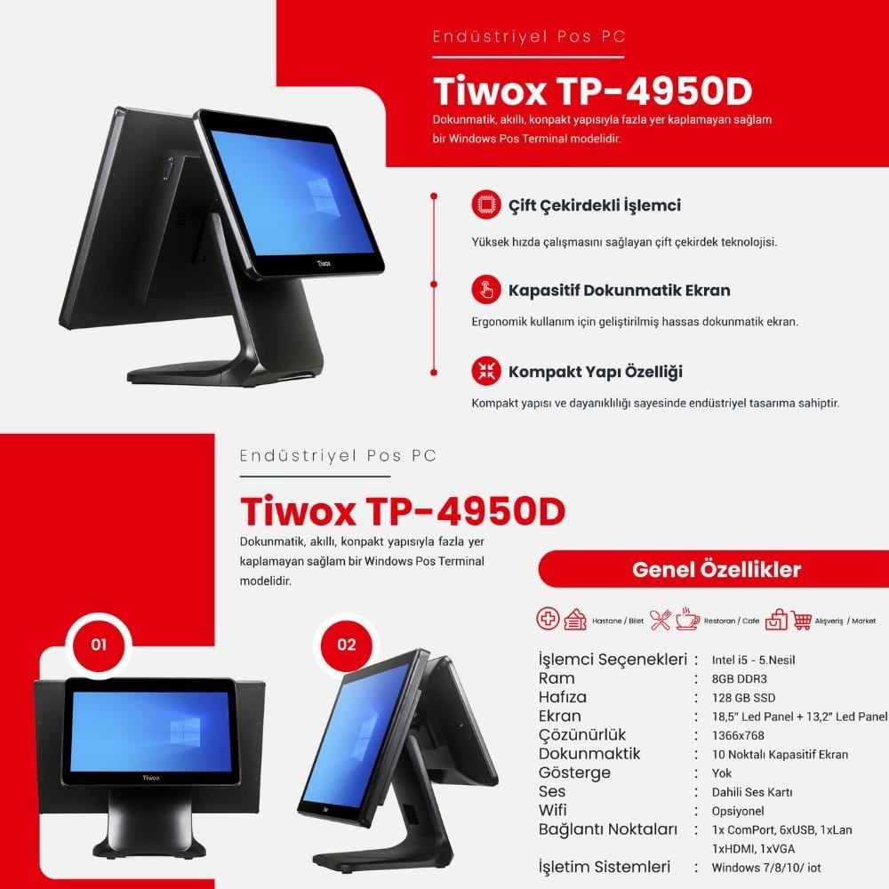 TIWOX TP-4950D I5 8GB RAM 128GB SSD 18.5