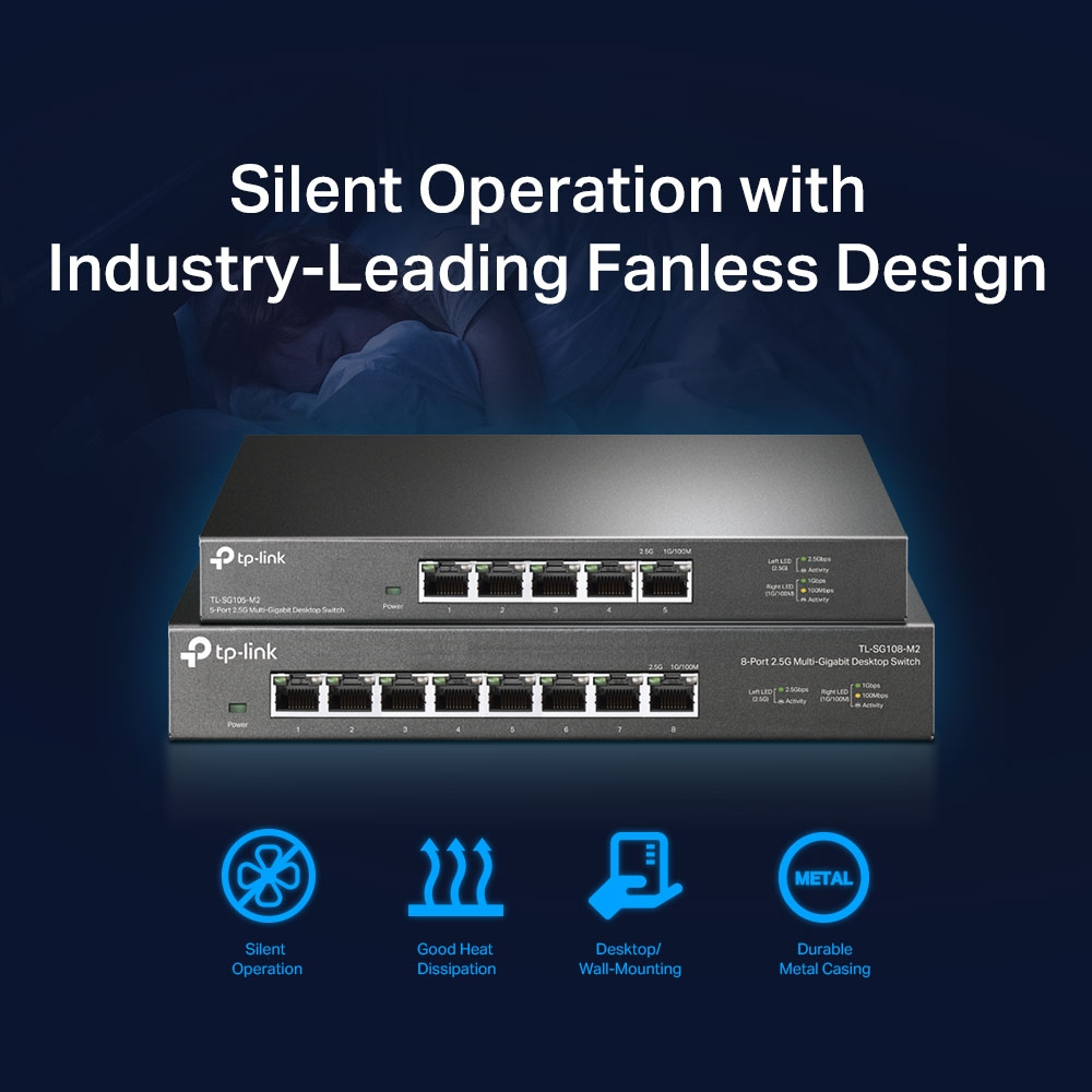 TP-LINK 8port 2.5GbE Yönetilemez Switch TL-SG108-M2