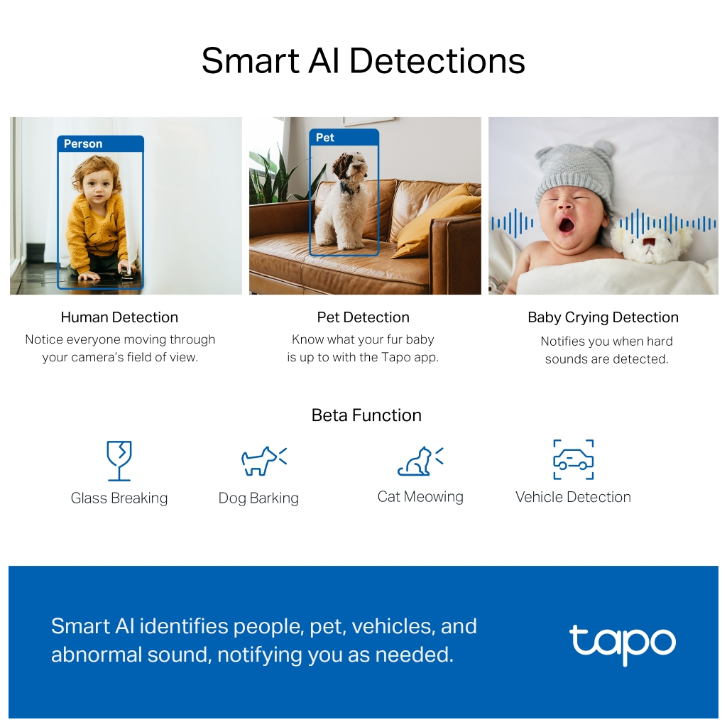 TP-LINK Tapo TC72 (C220), 2K QHD 4,0Mpix, İç Mekan WiFi, 9Mt. Gece Görüşü, 360 Dönüş, İki Yönlü Ses Güvenlik Yapay Zeka Destekli Kamera
