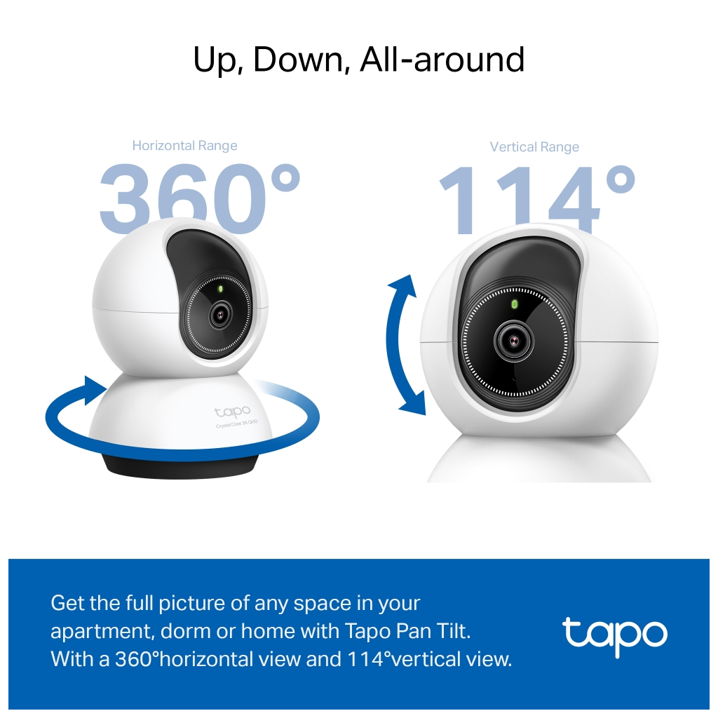 TP-LINK Tapo TC72 (C220), 2K QHD 4,0Mpix, İç Mekan WiFi, 9Mt. Gece Görüşü, 360 Dönüş, İki Yönlü Ses Güvenlik Yapay Zeka Destekli Kamera