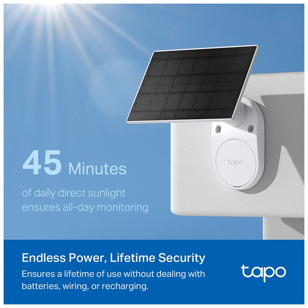 TP-LINK Tapo TC82 KIT (C410 KIT), 2K, 3,0Mpix, Dış Mekan, IP65, WiFi, 9Mt. Renkli Gece Görüşü, İki Yönlü Ses, Güneş Enerjili Güvenlik Kamerası Kiti