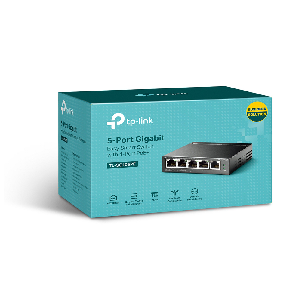TP-LINK TL-SG105PE, 5 Port, GigaBit, 4 Port Poe, 65W, Easy Smart, Yönetilebilir, Metal Kasa, Masaüstü Switch