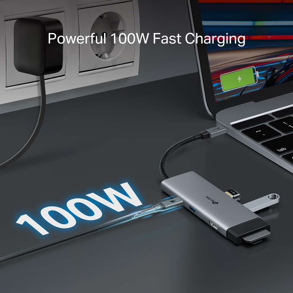 TP-LINK UH7021C USB-C 7port Hub 4K60Hz 100W PD SD