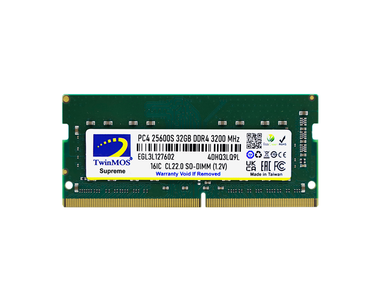TWINMOS 32GB DDR4 3200MHZ NOTEBOOK RAM VALUE MDD432GB3200N