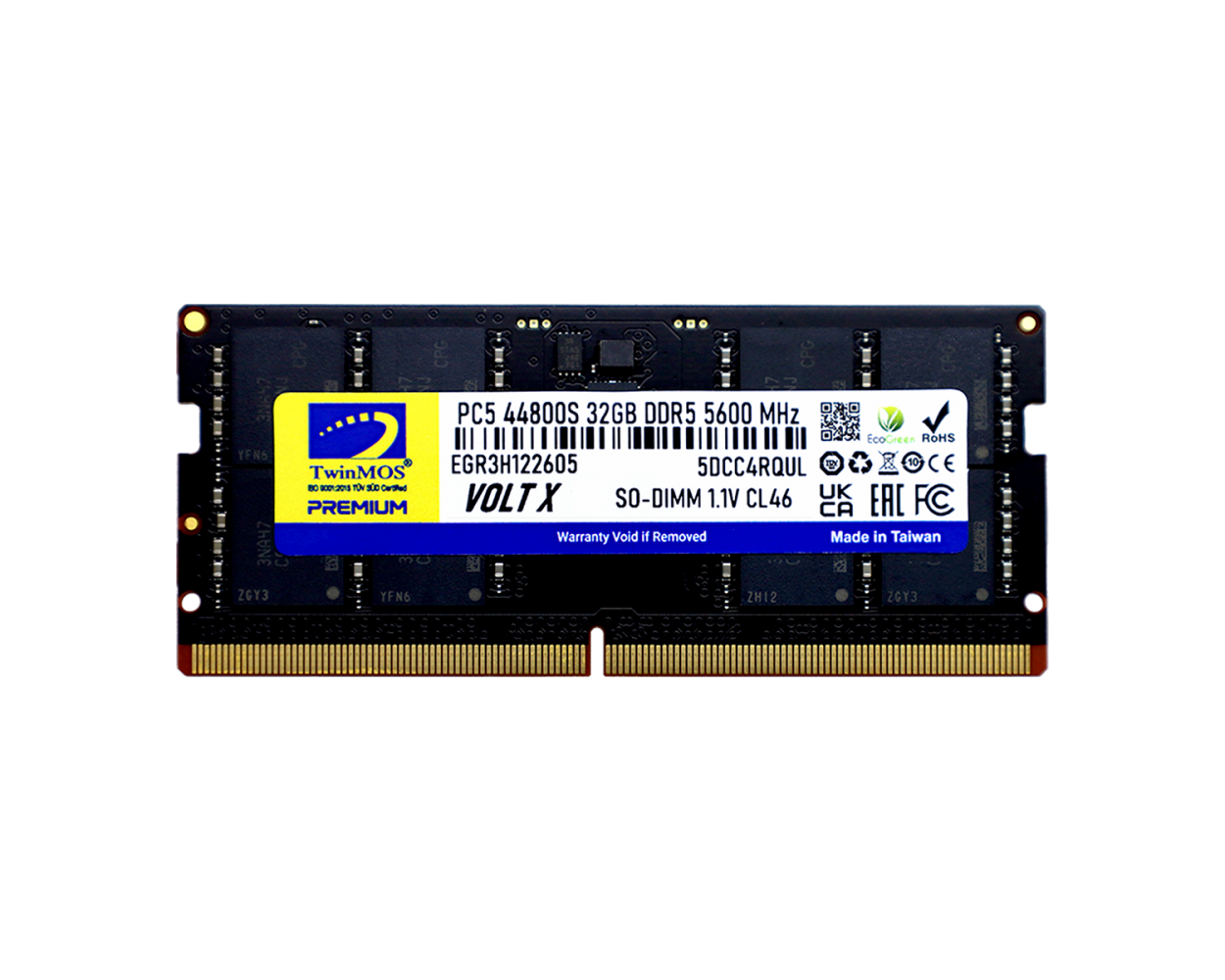 TWINMOS 32GB DDR5 5600MHZ CL46 NOTEBOOK RAM VOLT X TMD532GB5600S46
