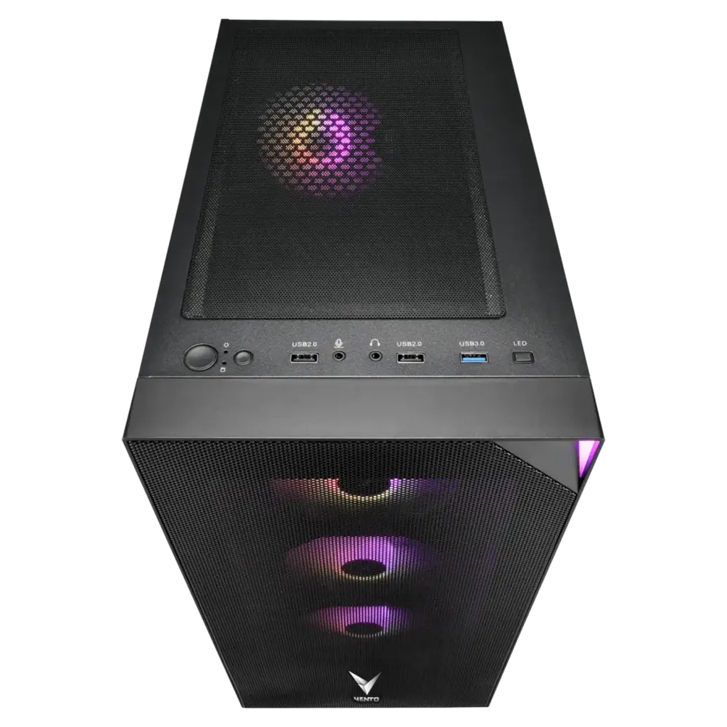 VENTO VG3400S Mid Tower, 650W 80+ Siyah, Temperli Cam, RGB, ATX GAMING KASA