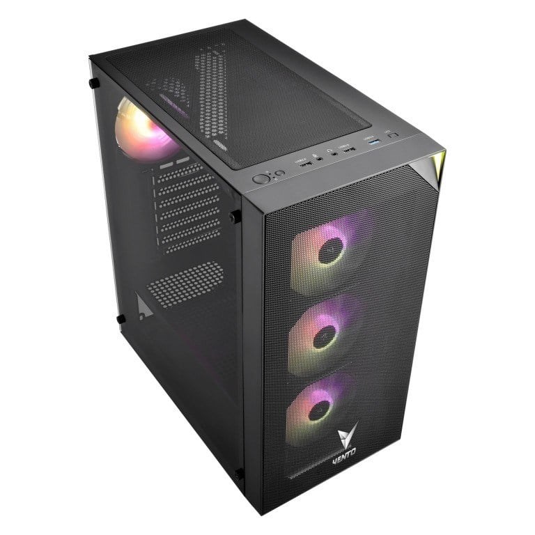 VENTO VG4200S 750W 80+ BR GEN5 4x12CM RGB FAN E-ATX MESHED PANEL 2xUSB2.0/1xUSB3.0 SİYAH GAMING KASA