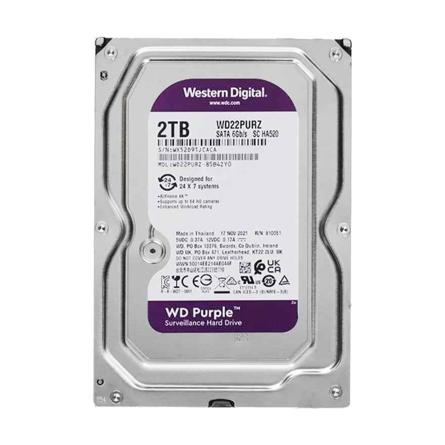 WD PURPLE 2TB 5400RPM 64MB SATA3 WD23PURZ 7/24 HDD RESMİ DİSTİ GARANTİLİ