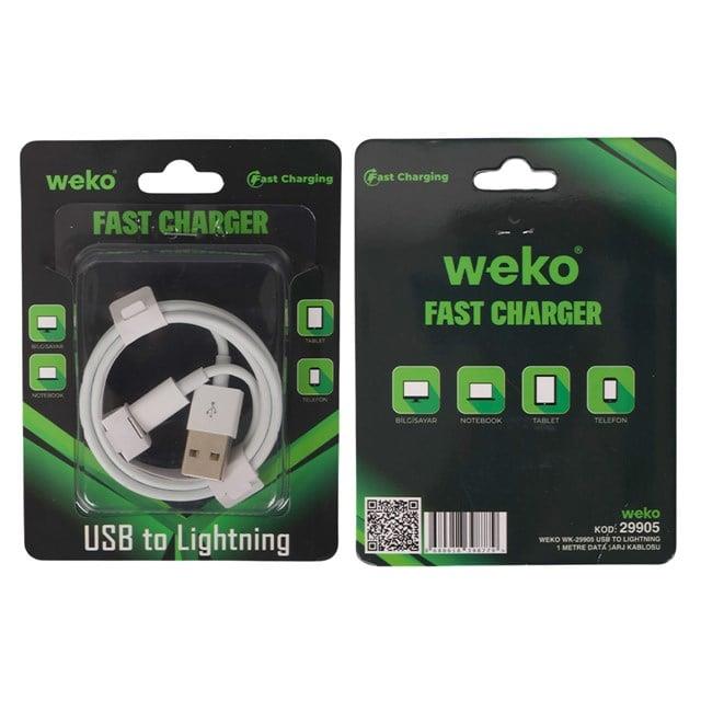 Weko WK-29905 Beyaz 1 Metre Usb to Lightning Şarj - Data Aktarım Kablosu