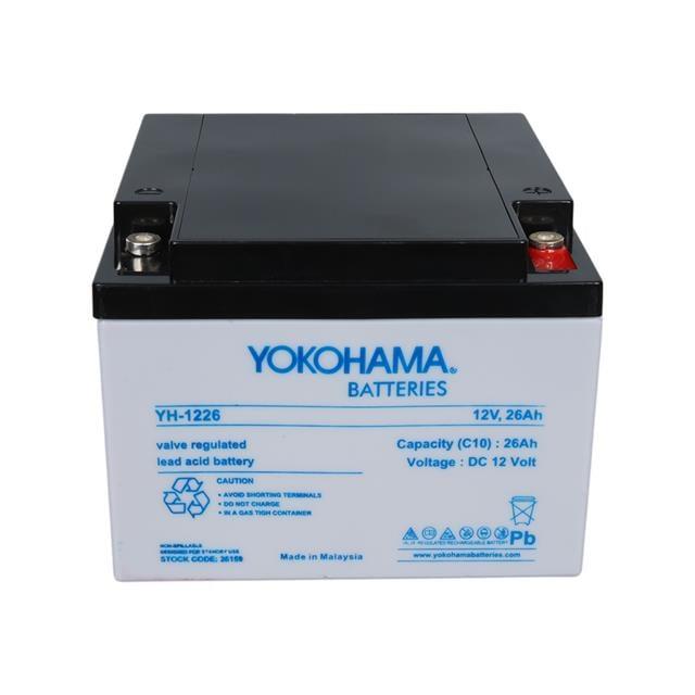 Yokohama YH-122.6 12 Volt  26 Amper Akü (165x176x125 mm)