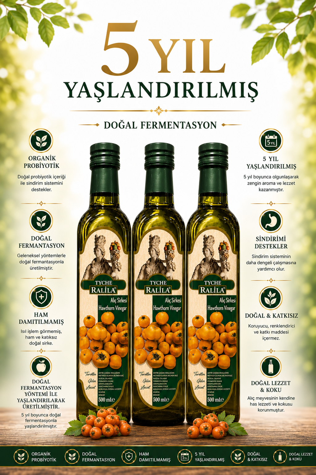 3 Adet Alıç Sirkesi 500 Ml Ralila