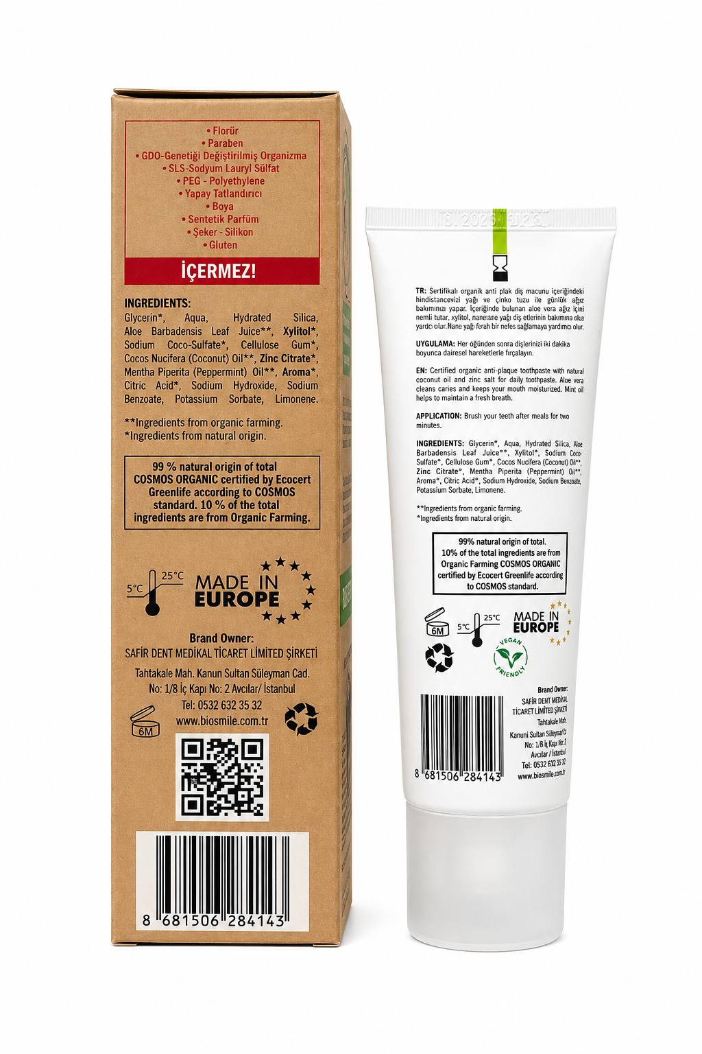 Bio Smile Organik Anti Plak Diş Macunu Nane & Hindistan Cevizi & Aloe Vera 75 ml