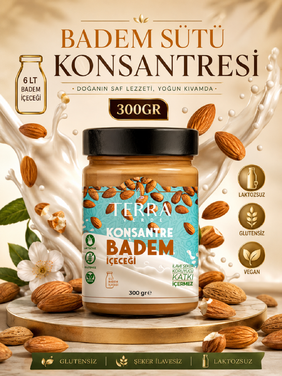 Glutensiz Badem Konsantresi İçeceği 300gr Terra Verde