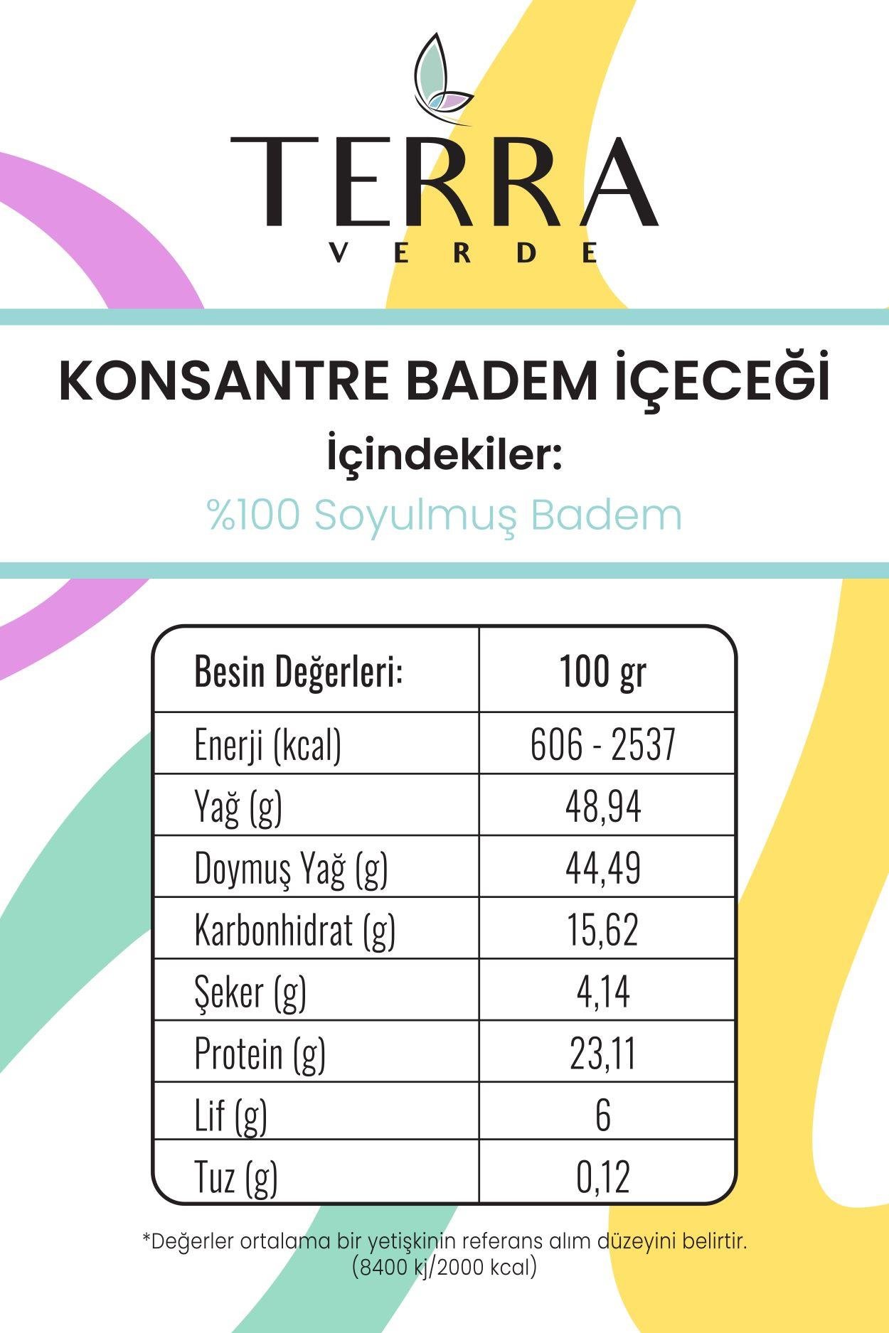 Glutensiz Badem Konsantresi İçeceği 300gr Terra Verde