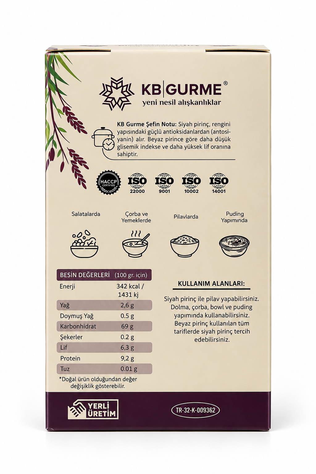 Glutensiz Siyah Pirinç 500gr KB Gurme