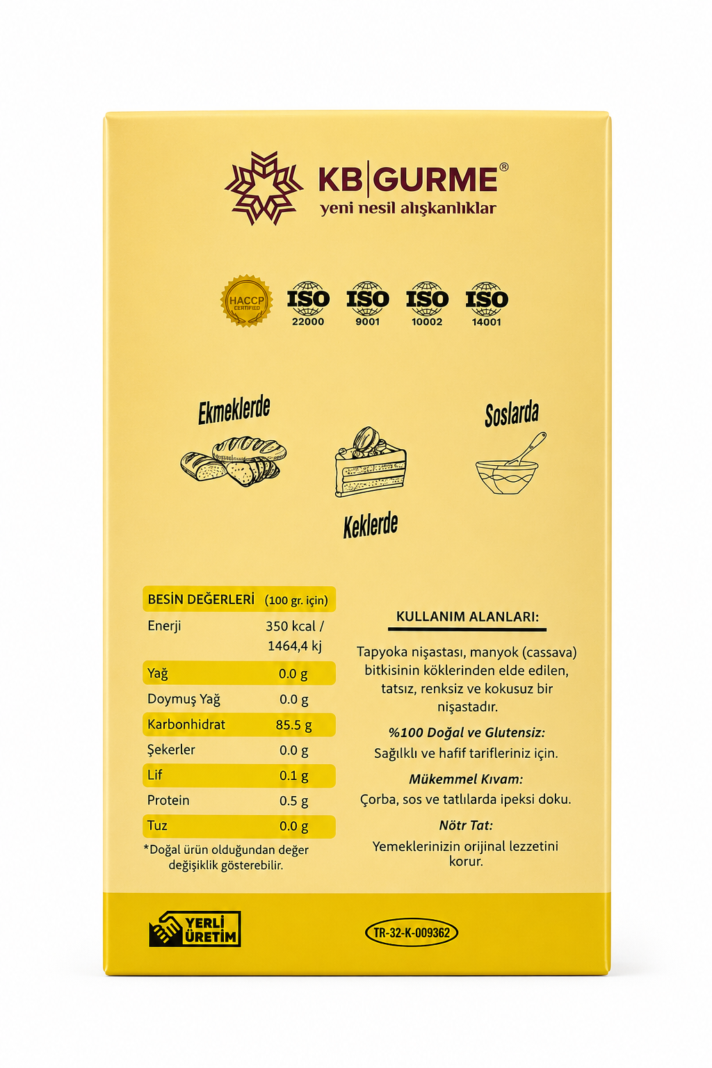 Glutensiz Tapyoka Nişastası 500gr Kb Gurme