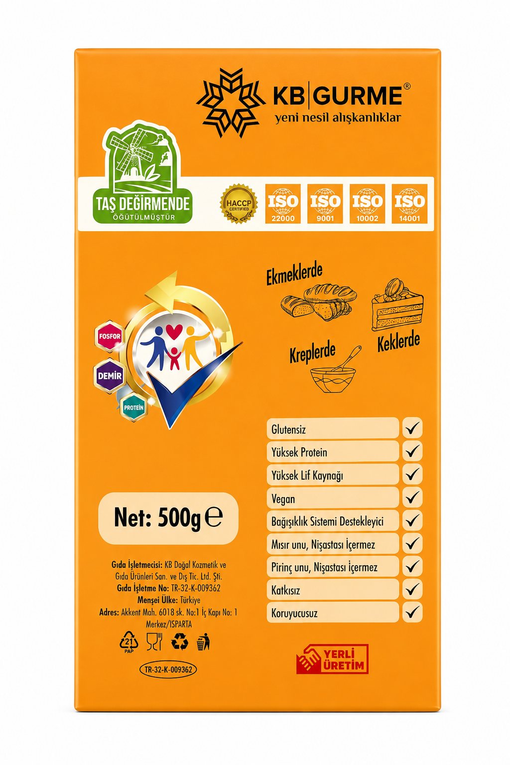 Glutensiz & Vegan Filizlendirilmiş Nohut Unu 500 gr KB GURME