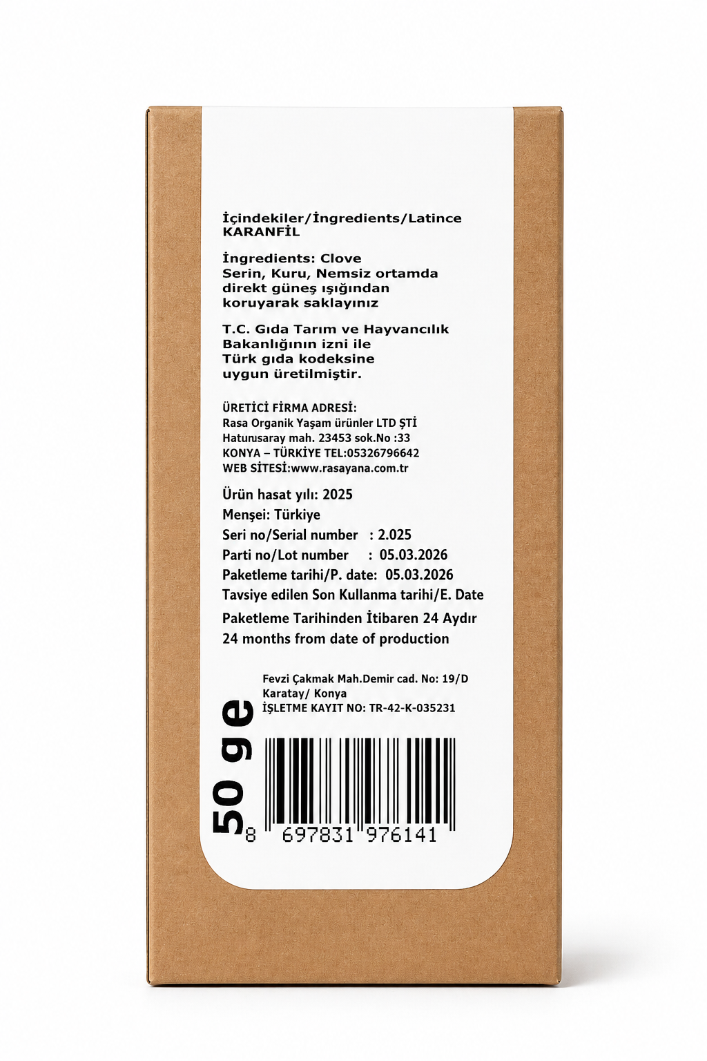 Karanfil (Doğal tane) 50 gr Rasayana