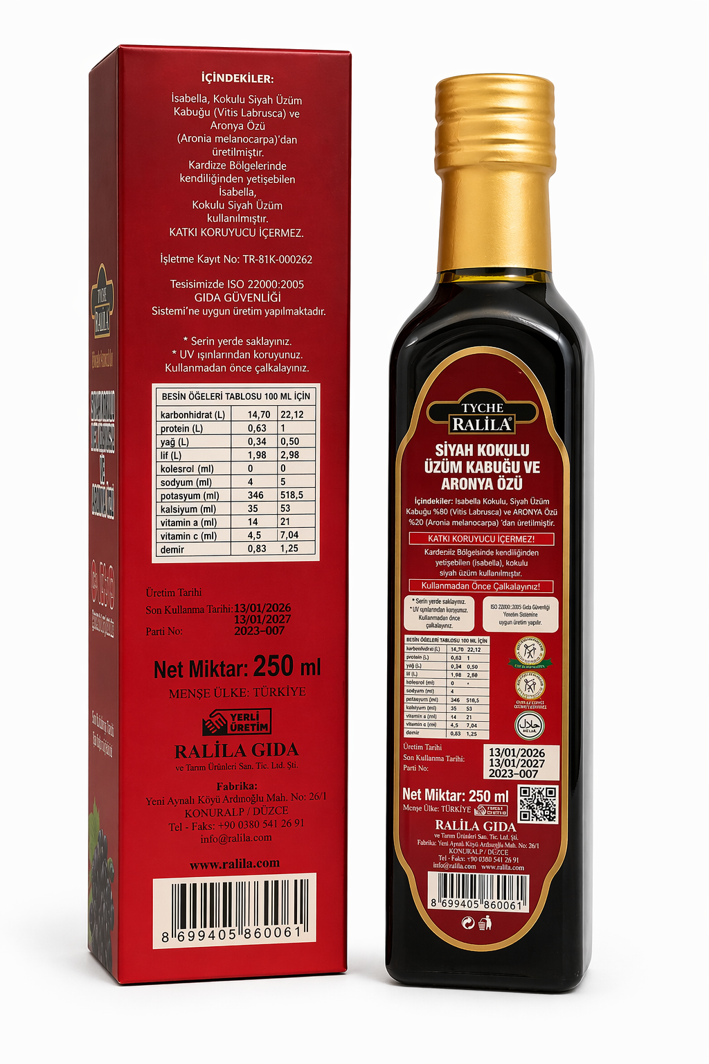 Kokulu Üzüm Kabuğu Ve Aronya Ekstraktı 250Ml X 2AdetRalila