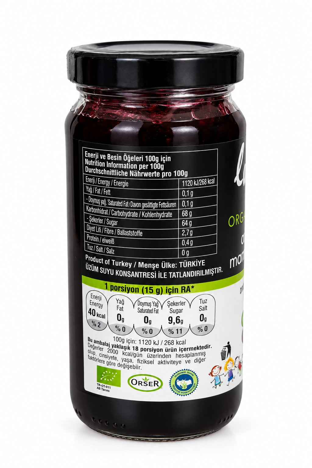 Organik Aronya Marmelatı 280gr Lütfiye
