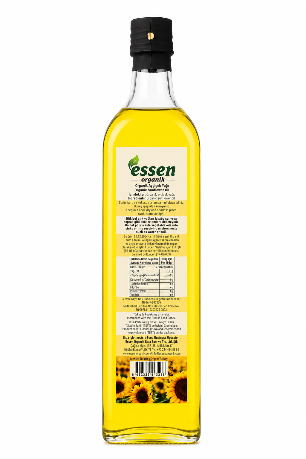 Organik Ayçiçek Yağı 1000Ml Essen