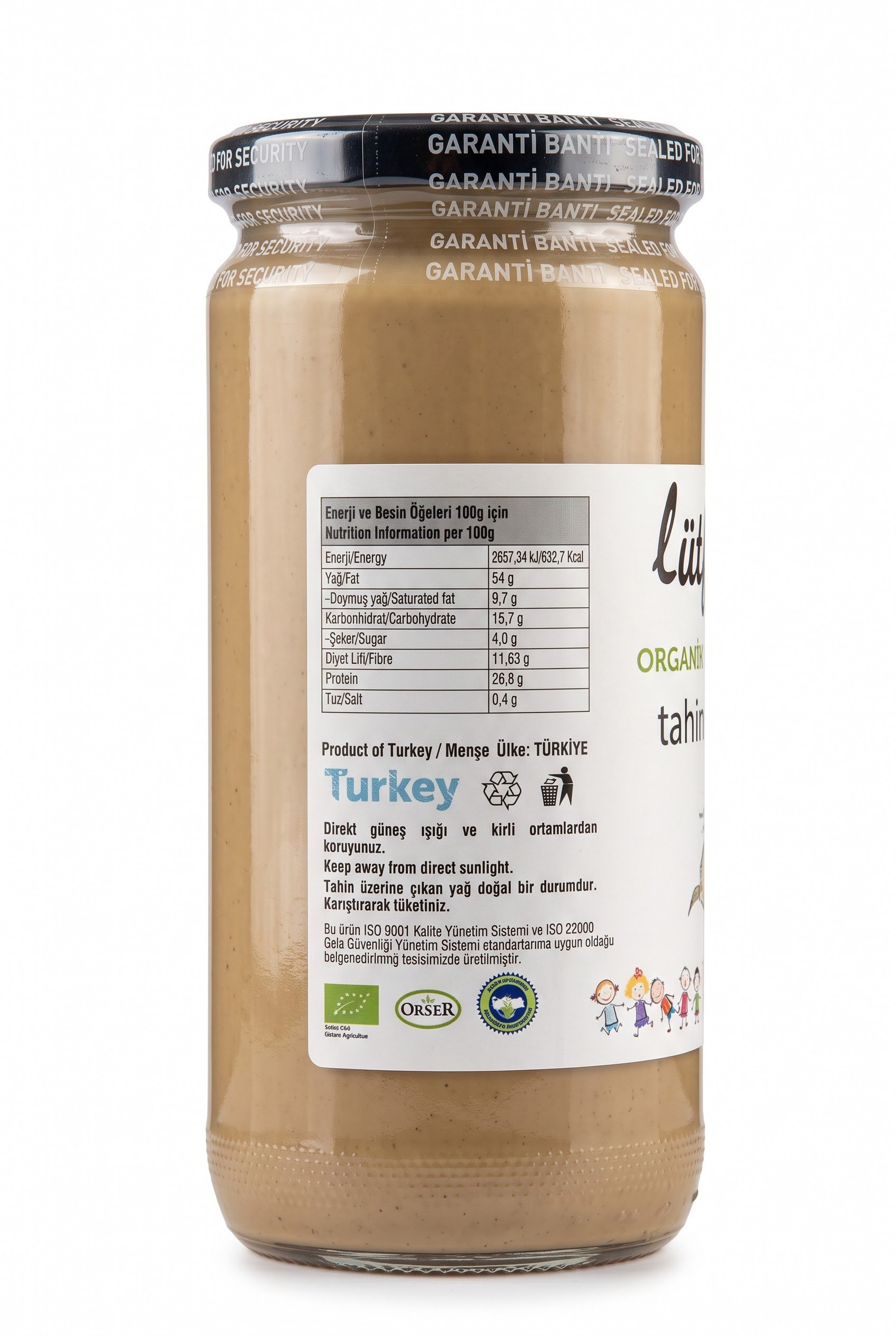 Organik Çiğ Tahin 460gr Lütfiye