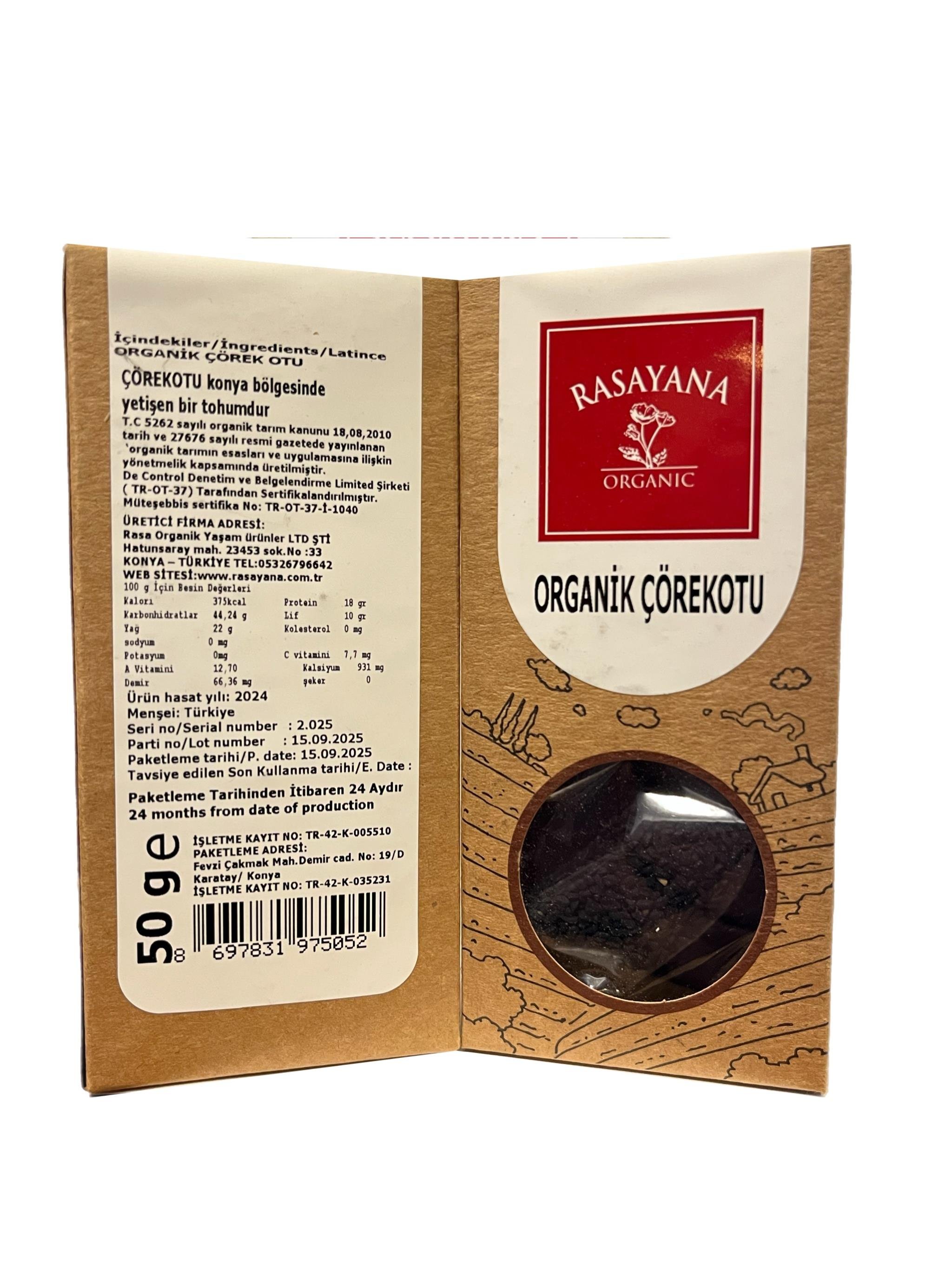 Organik Çörekotu Tohumu 50gr Rasayana