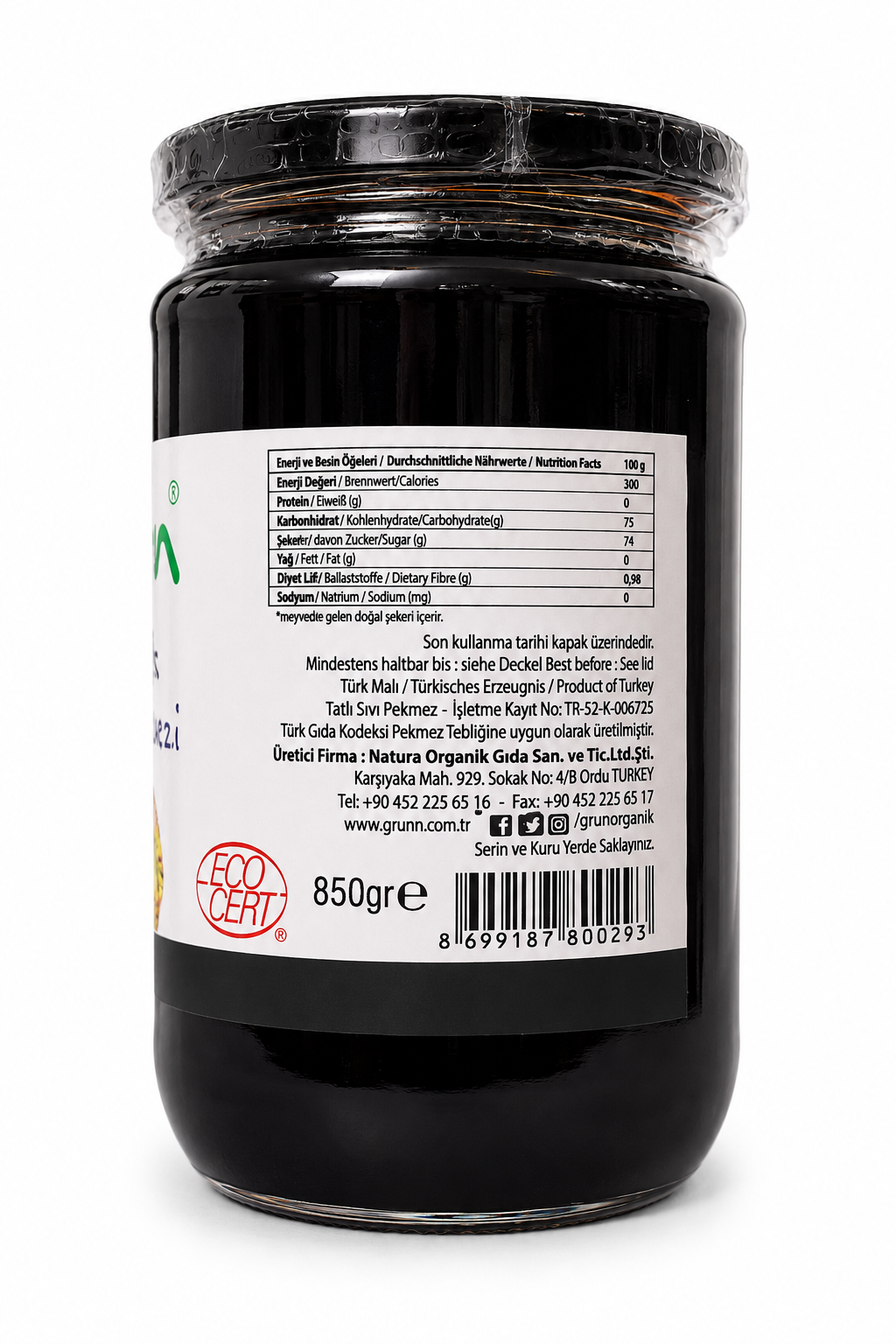 Organik Dut Pekmezi 850gr Grünn