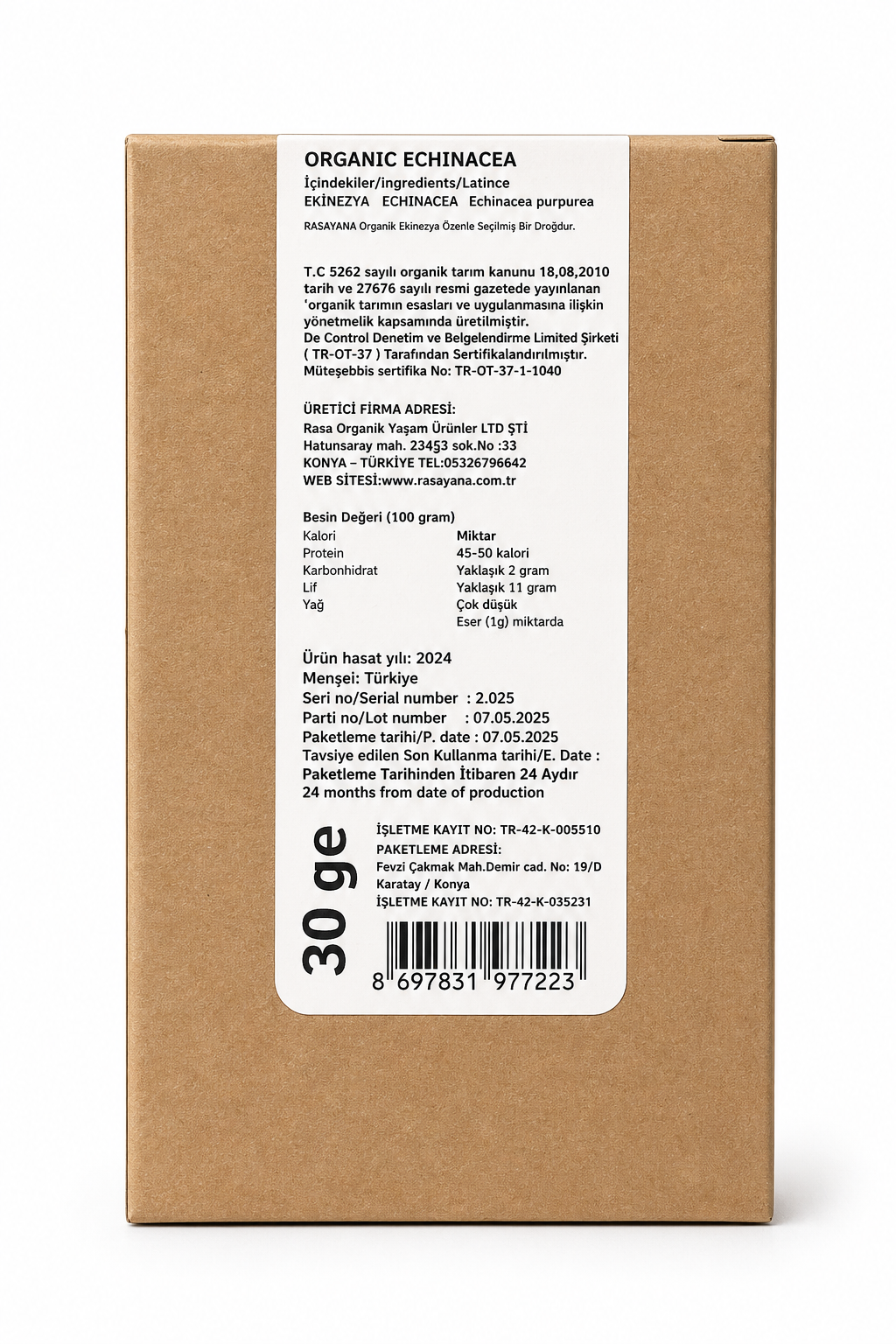 Organik Ekinezya 30gr Rasayana