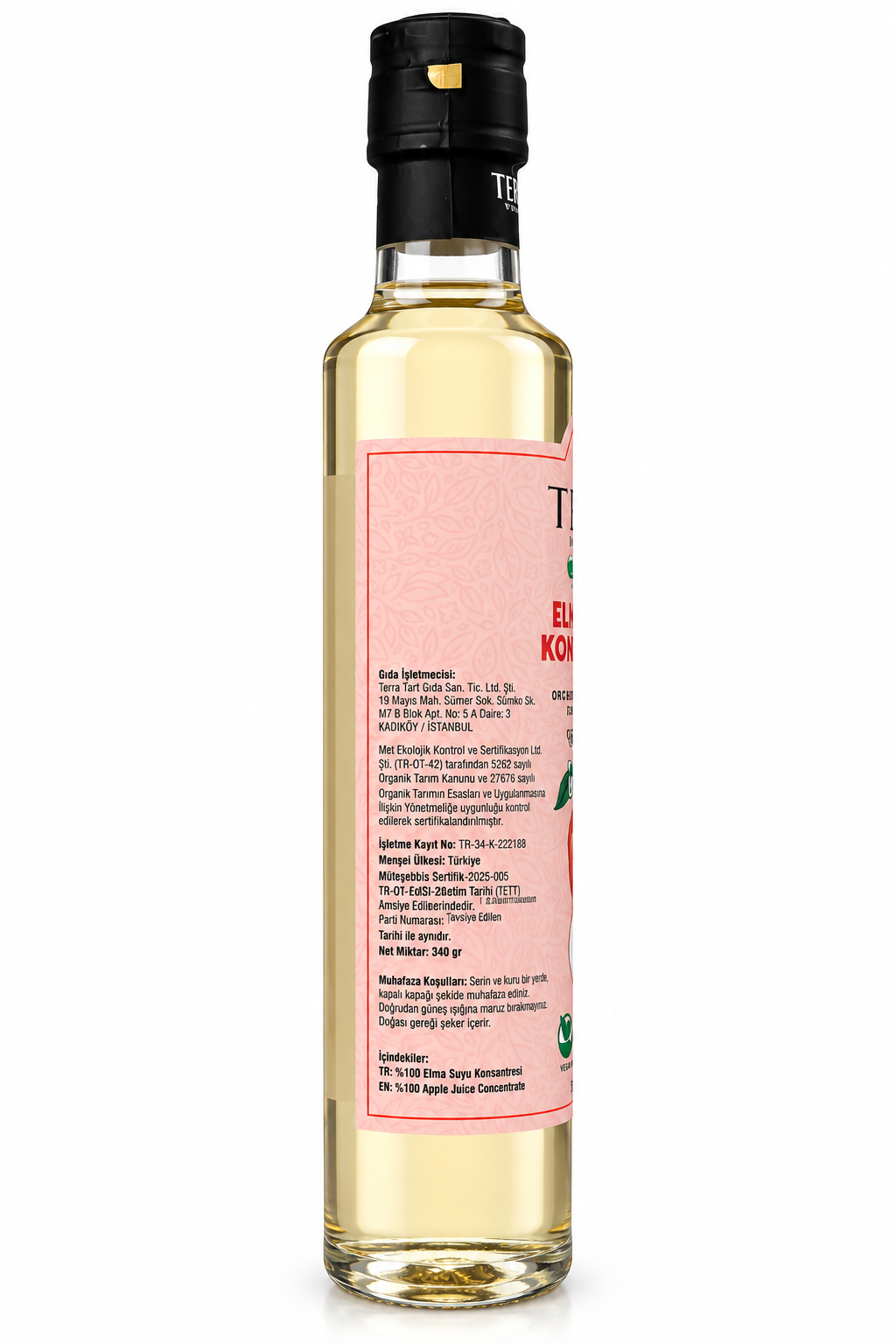 Organik Glutensiz Elma Suyu Konsantresi 340gr Terra Verde