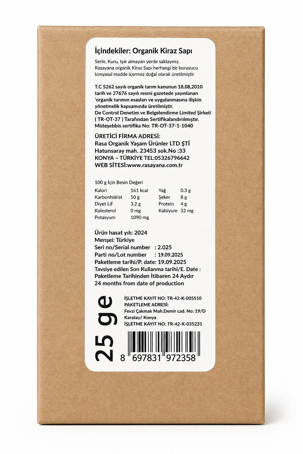 Organik Kiraz Sapı 20gr Rasayana