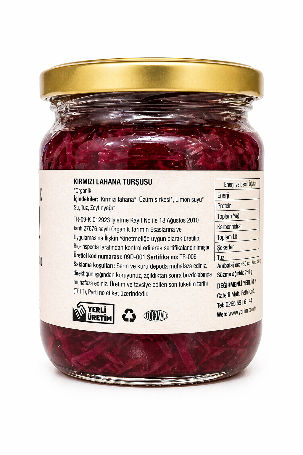 Organik Kırmızı Lahana Turşu 350gr Yerlim